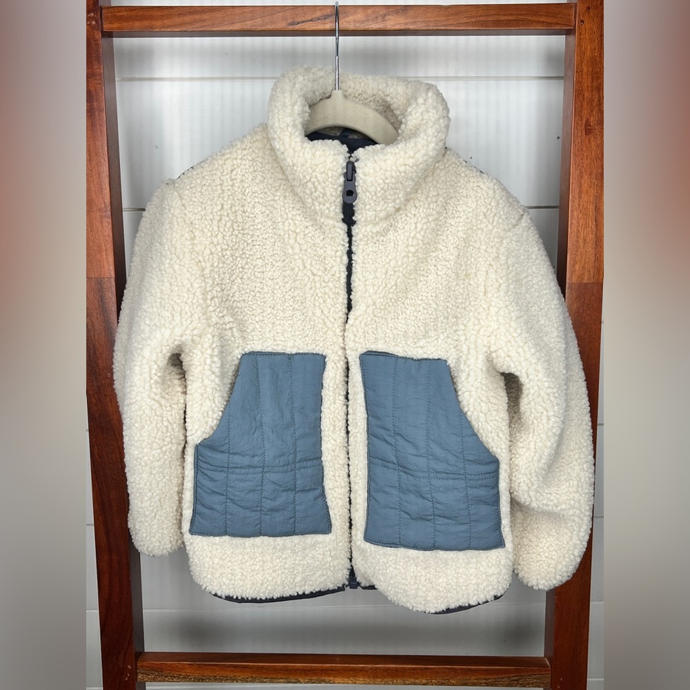 Zara Kids, Heavy weight, Cream + Blue Sherpa Jacket, Size 2/3 Boys